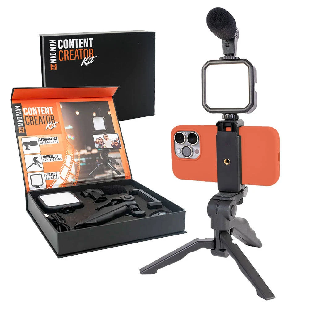 Dual‑Use Content Creator Kit (LED Light + Mic + Tripod)